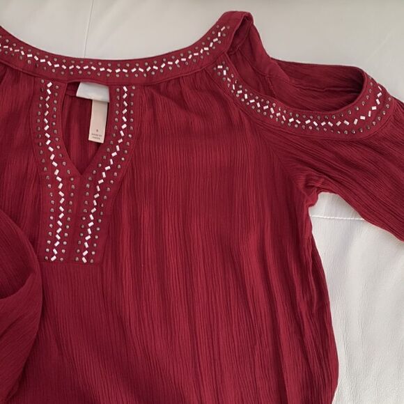 Knox Rose Cold Shoulder Embellished Rayon Long Sleeve Dress Size S - Picture 6 of 8